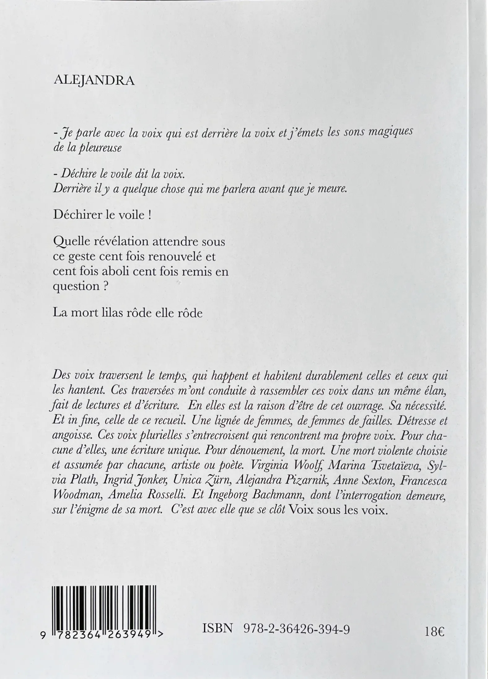 « Voix sous les voix » — quatrième de couverture